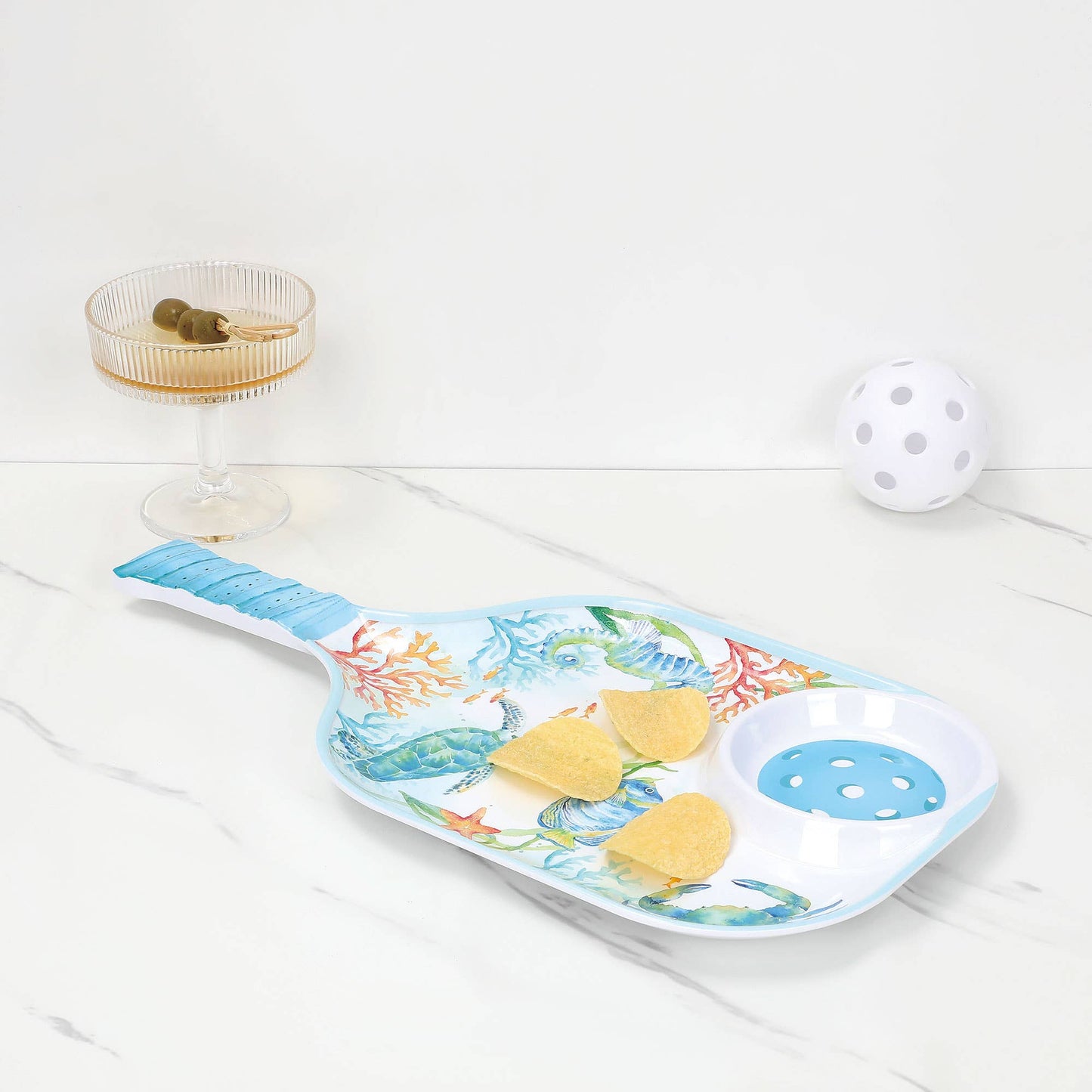Serenade 15 3/4" Melamine Paddle Chip & Dip Tray