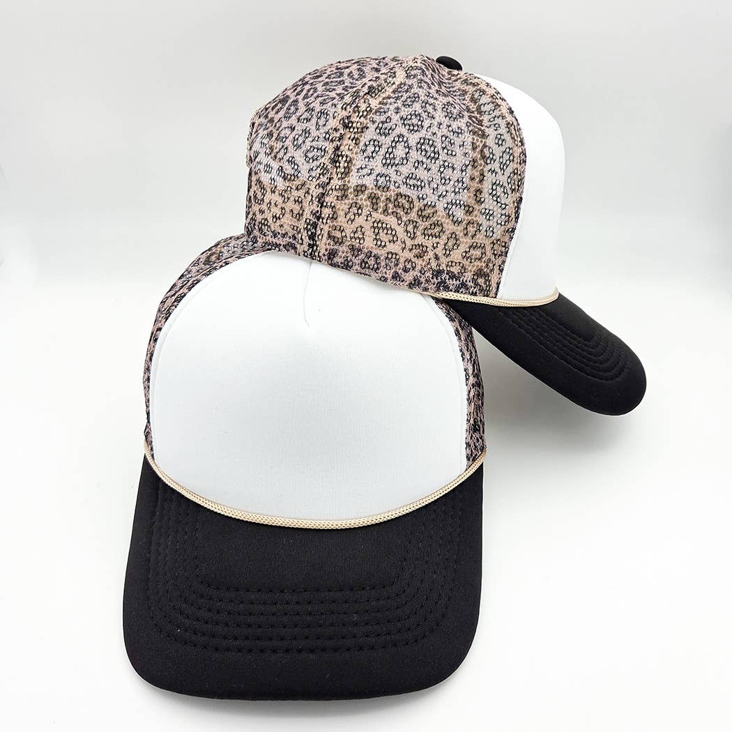 Leopard Print BLACK BILL Foam Trucker Hat