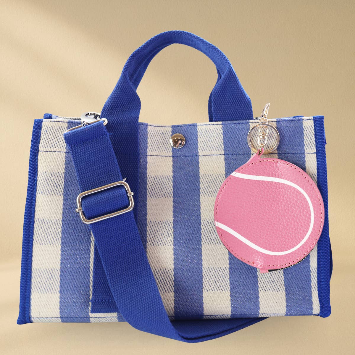 🎾Pink Tennis Ball Keychain Bag Charm Sports Coin Pouch