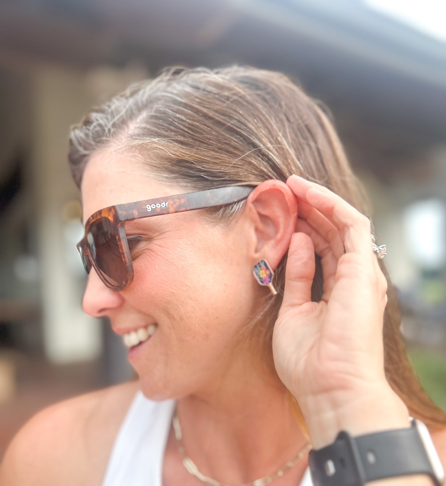 Earrings-Pickleball Enamel W Pattern Post Earrings