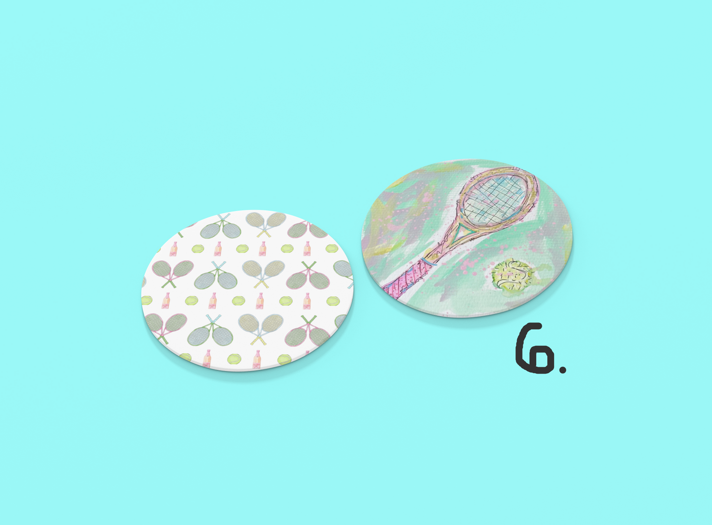 Car Coasters- Tennis 3" Sandstone