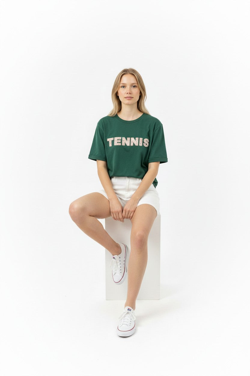 Green -TENNIS cuffed sleeve