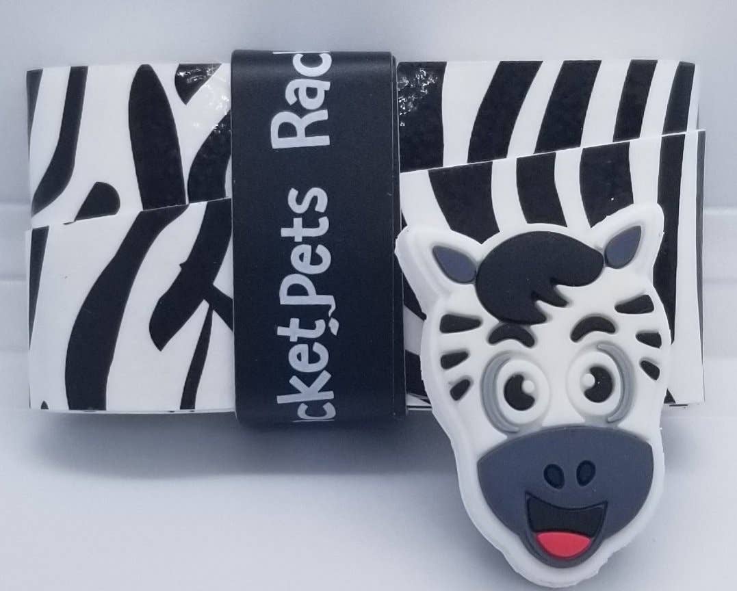 Zebra Black/White Tennis Overgrip Tape and Matching Shock Absorbing Dampener for Tennis Racket