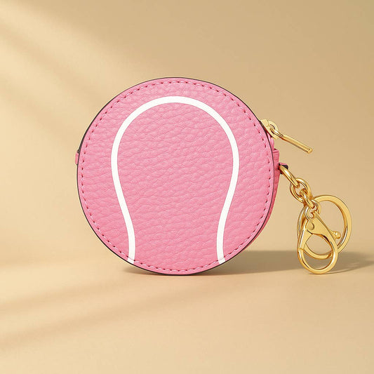 🎾Pink Tennis Ball Keychain Bag Charm Sports Coin Pouch