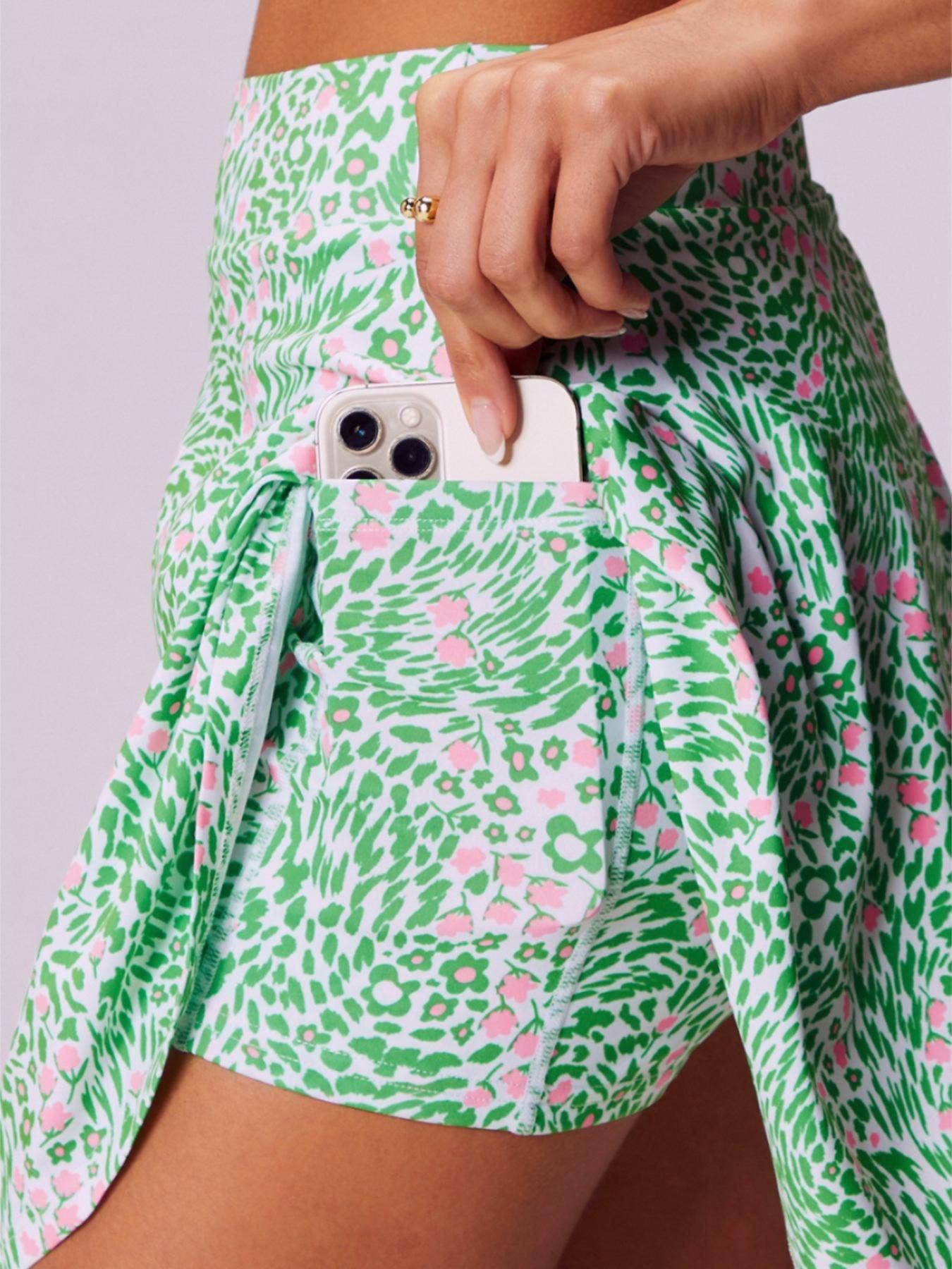 Floral abstract print athletic skirt tennis skort