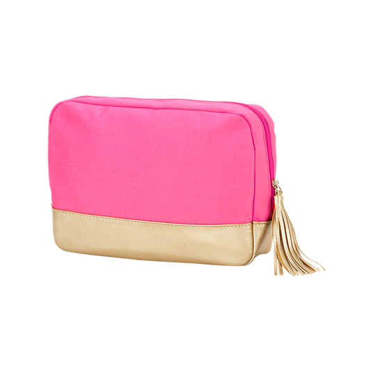 Hot Pink Cabana Cosmetic Bag- PIckleball - Personalized