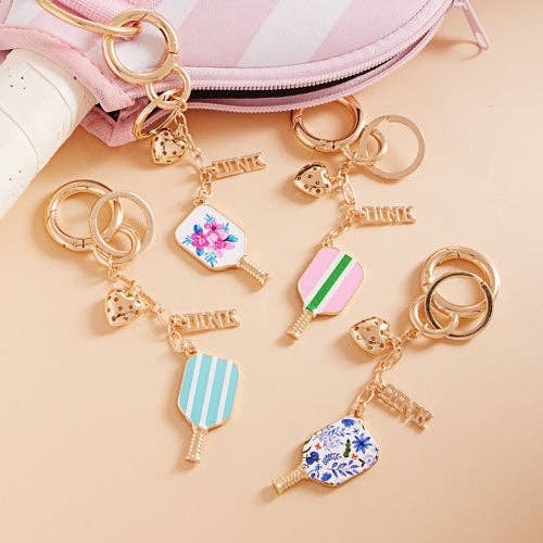 Sports Pickleball Enamel Bag Charm And Keychain