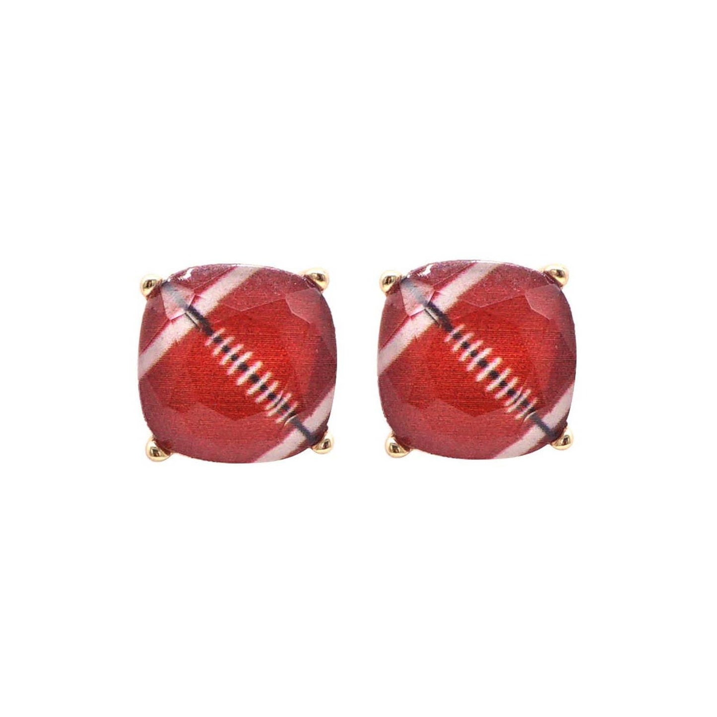 CUSHION CUT FOOTBALL EPOXY STUD EARRING