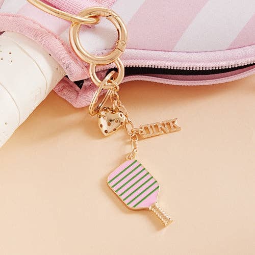 Sports Pickleball Enamel Bag Charm And Keychain