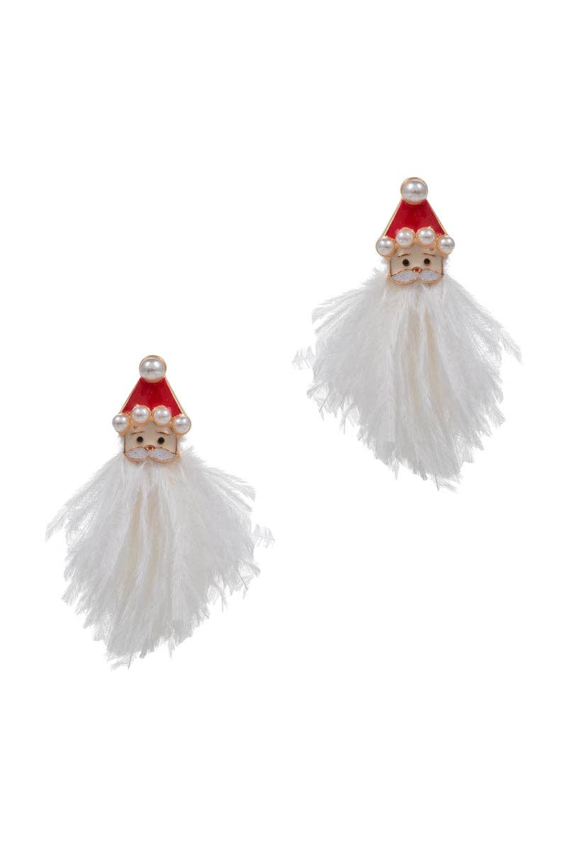 Christmas Santa Claus Enamel Feather Post Earrings