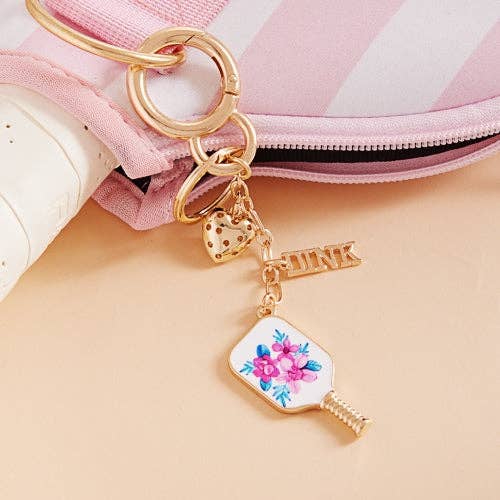 Sports Pickleball Enamel Bag Charm And Keychain