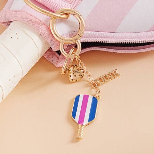 Sports Pickleball Enamel Bag Charm And Keychain