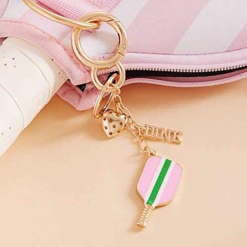 Sports Pickleball Enamel Bag Charm And Keychain