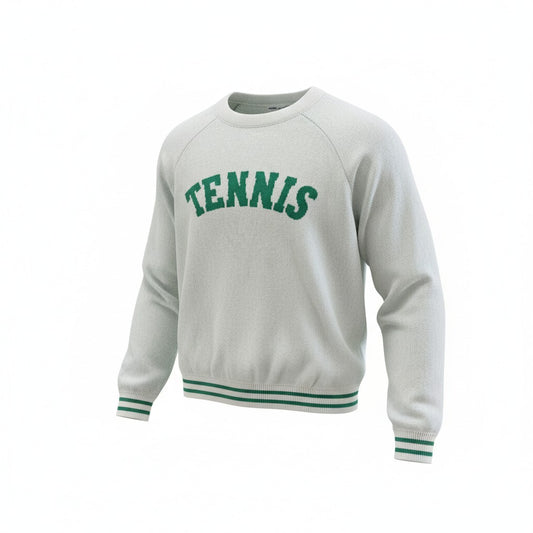 Sweater-TENNIS- WHITE/GREEN-Made in the USA