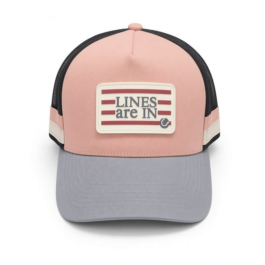 Pink and Navy Trucker Style Hat-Lines Are In