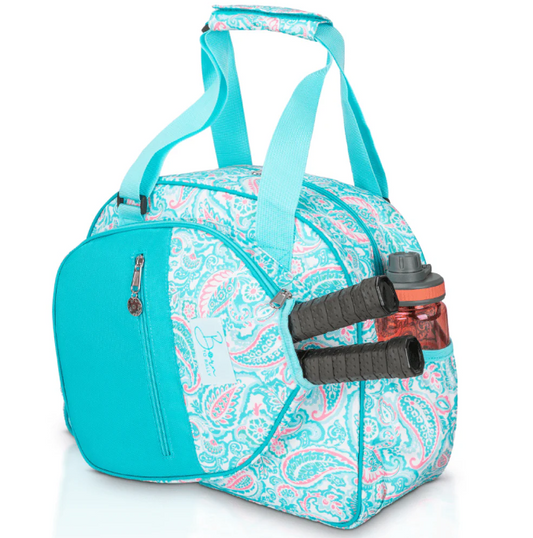 Pickleball Bag- Turquoise and pink paisley