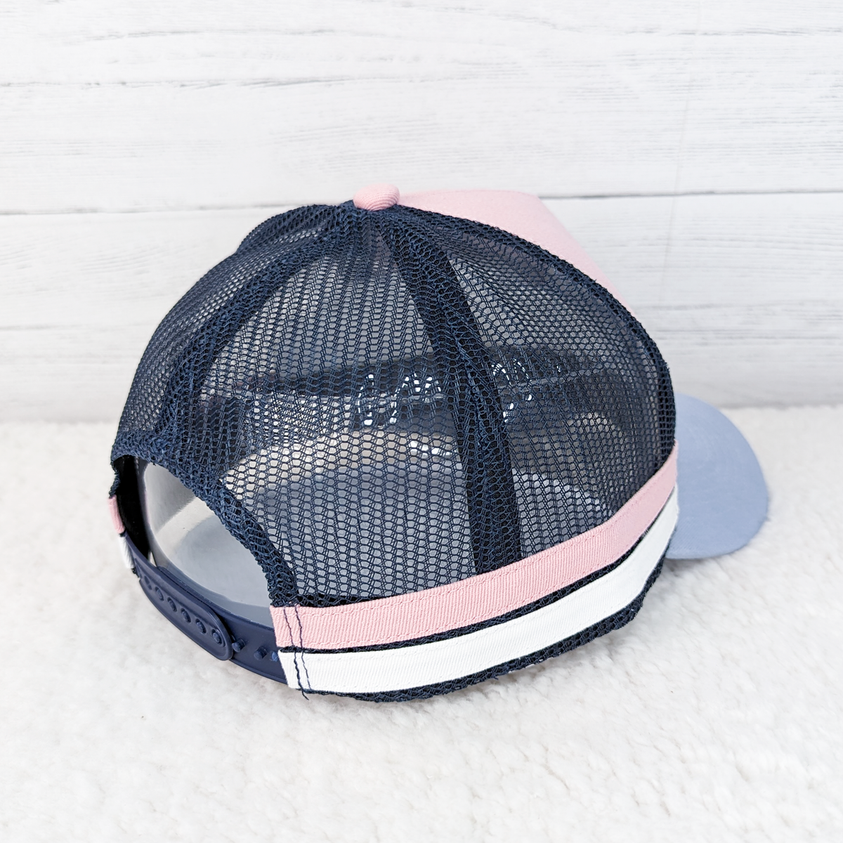 Pink and Navy Trucker Style Hat-Lines Are In