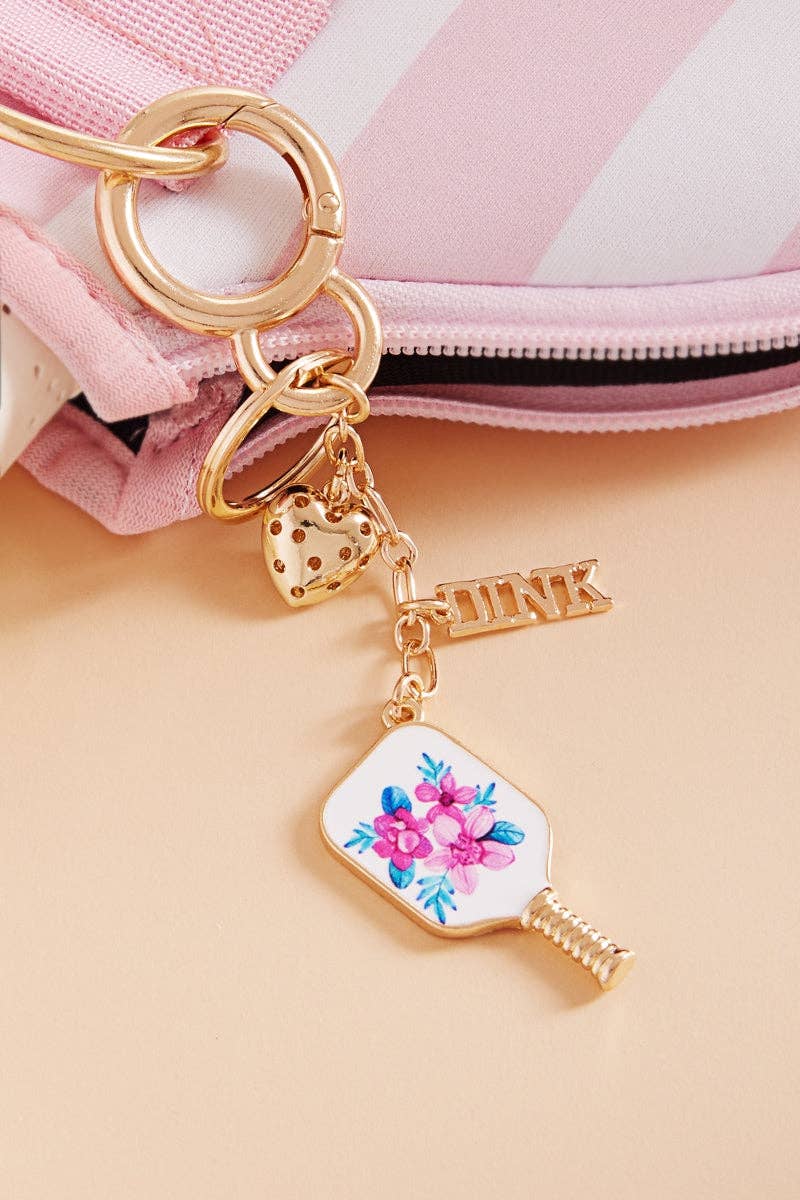 Sports Pickleball Enamel Bag Charm And Keychain
