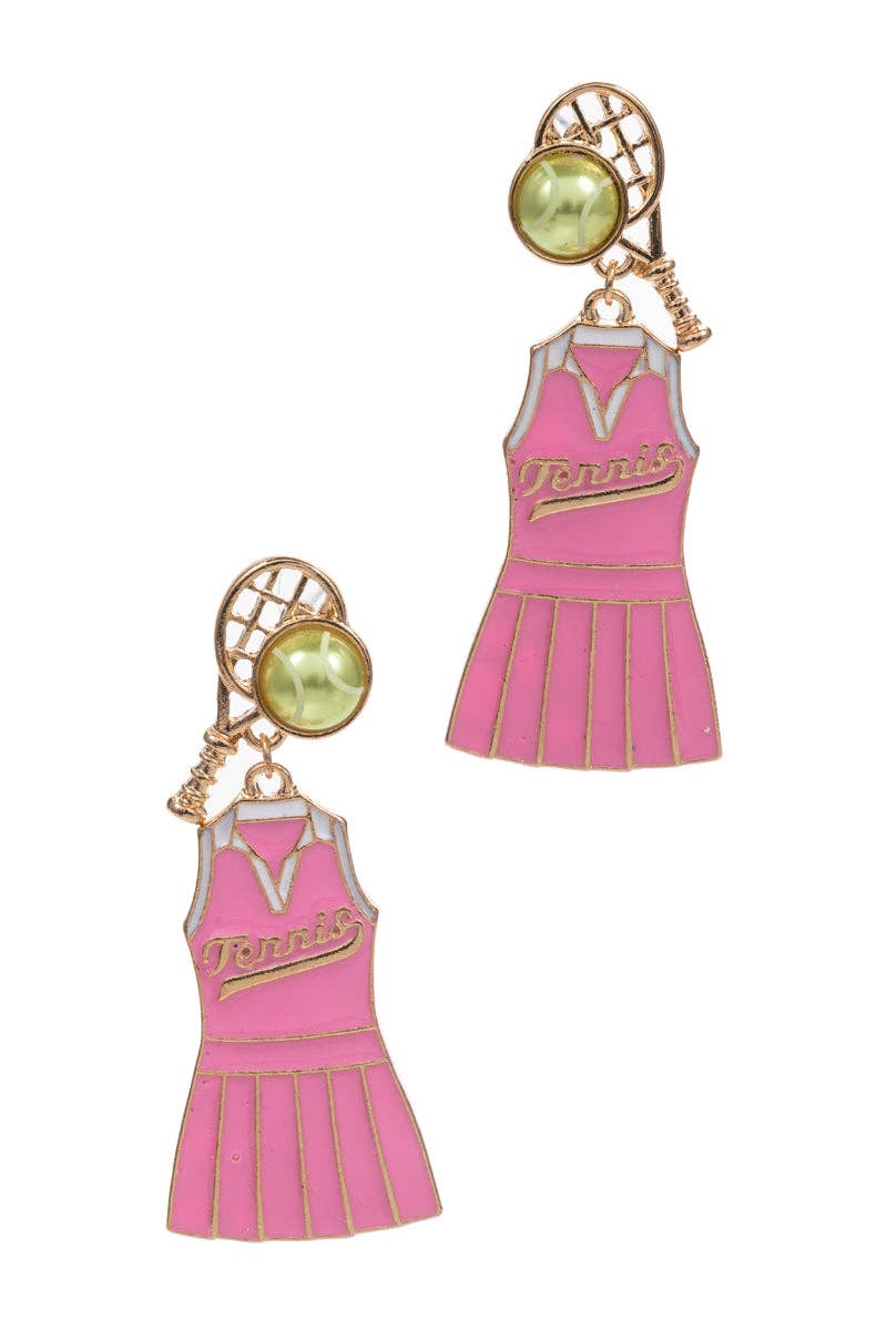 Game Day Tennis Shaped Enamel Post Earrings