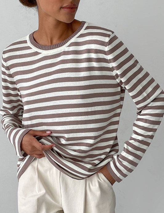 Round Collar Stripe Vintage Sweater DPS2717