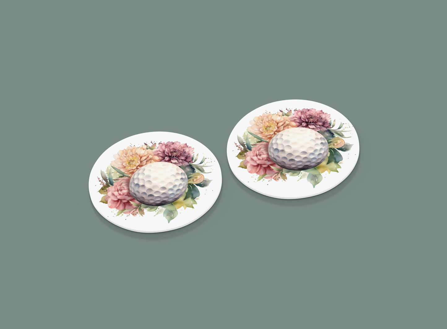 Car Coaster - Golf Floral